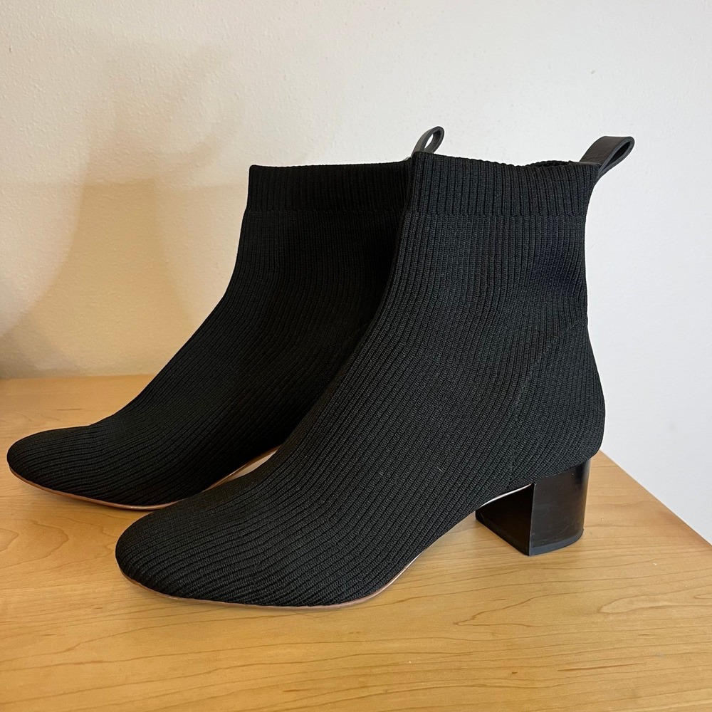 Everlane Black Glove Boot Block Heel Ankle Boots Square Toe Size 9.5 - Picture 4 of 15